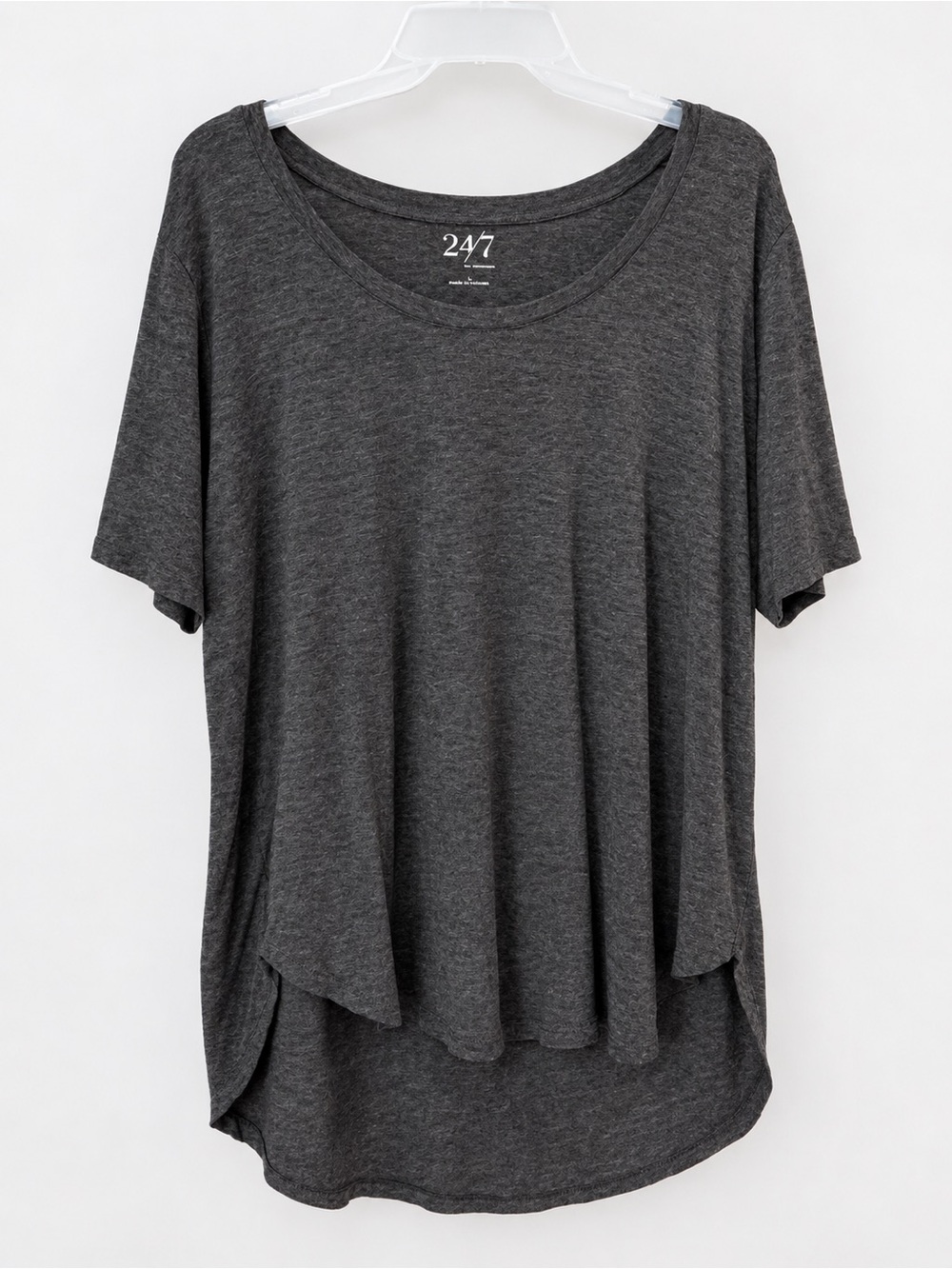 24/7 by maurices Heather Gray Scoop Neck Top Size L